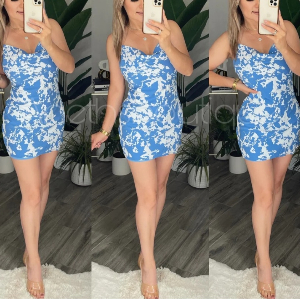Blue White Mini Dress M